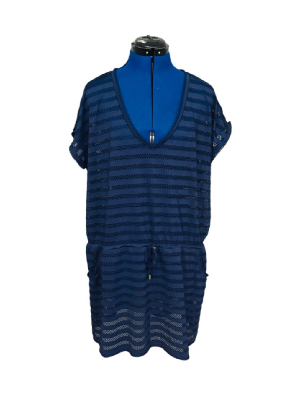 Calvin Klein Navy Blue Mesh Swimsuit Cover